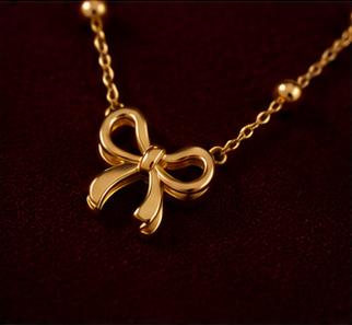 Elegant Gold Bow Jewelry Set for Women | Necklace, Earrings & Bracelet Gift Set