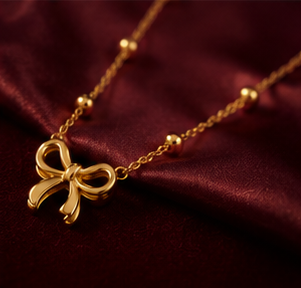 Elegant Gold Bow Jewelry Set for Women | Necklace, Earrings & Bracelet Gift Set
