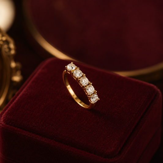 Elegant Gold Crystal Band Ring for Women | Luxury Sparkling Statement Ring