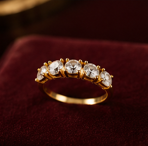 Elegant Gold Crystal Band Ring for Women | Luxury Sparkling Statement Ring
