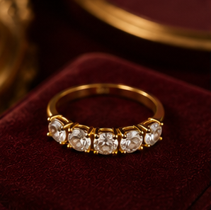 Elegant Gold Crystal Band Ring for Women | Luxury Sparkling Statement Ring